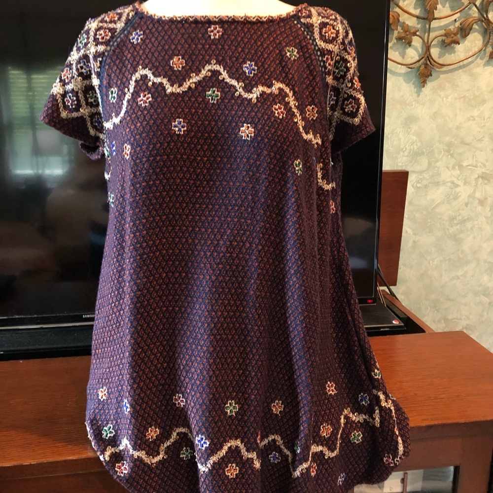 Free People In The Clouds Embroidered Navy dress